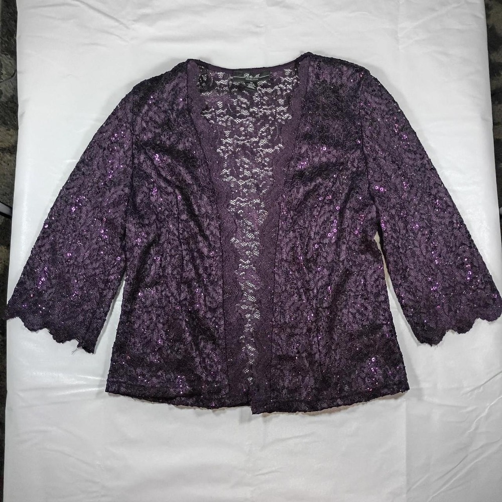VINTAGE Deep Purple Lace Sequin Cardigan Shrug